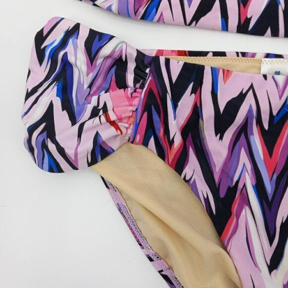 Swimsuits For All Tankini Zig Zag Print Swimsuit Purple Chevron Halter Modest 12 - Picture 5 of 11
